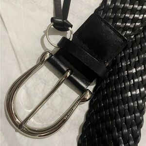 Michael Kors Black Braided Leather Belt